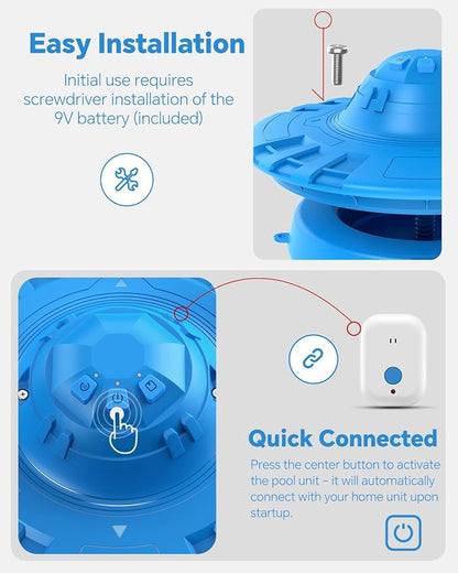 Pool Alarm for Inground & Above Ground Pools – Floating Pool Safety Alarm with 110dB Siren, Adjustable Sensitivity, Weatherproof– Covers up to 20' x 40' – Protects Kids & Pets (Blue)