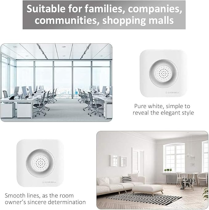 AYNEFY 12V Wired Doorbell,90dB Door Chime Home Access Control System Supporting No Install Battery Door Access Bell Visitors Voice Prompt Doorbell for Home Safety