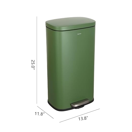 happimess Curtis 8 Gal Step Trash Can Soft Close 25", Pine Green