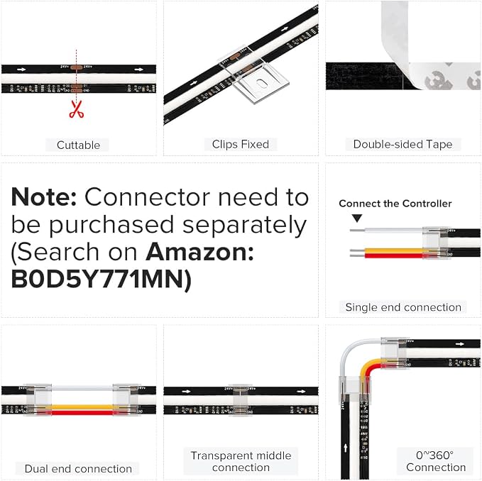 BTF-LIGHTING 32.8FT WS2811 Smart IC RGB DC12V FCOB COB LED Strip Light | UL Listed 720LEDs/m High Density Color Chasing Light 12mm Width Black PCB for Home DIY Lighting(No Adapter or Controller)