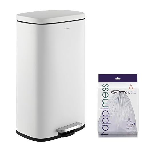 happimess Curtis 8 Gal Step Trash Can Soft Close 25", Cotton White