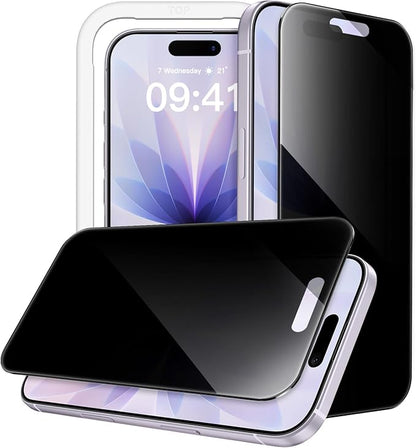 JETech 360 Degree Privacy Screen Protector for iPhone 17 6.3-Inch, 4-Way Anti-Spy Tempered Glass Film with Easy Installation Tool, 2-Pack