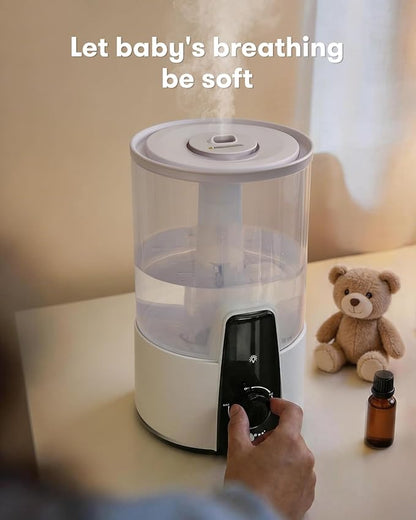 Nursery Humidifiers for Bedroom,1.06Gal(4L) humidifier for baby,3-in-1 Humidifier & Aroma Diffuser & Night Light,Dishwasher-Safe Tank Easy to Clean,Top Fill,360° Ultra-Fine Spray,Auto Shut-Off,White