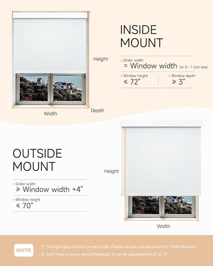 Smart Roller Shades for Windows, Alexa Blackout Motorized Blinds with Remote Control, Easy Install Automatic Electric Blinds for Indoor (31" W x 72" H, White)