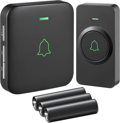 AVANTEK Wireless Doorbell, Battery-Powered & Portable, 1000 ft Range, Black
