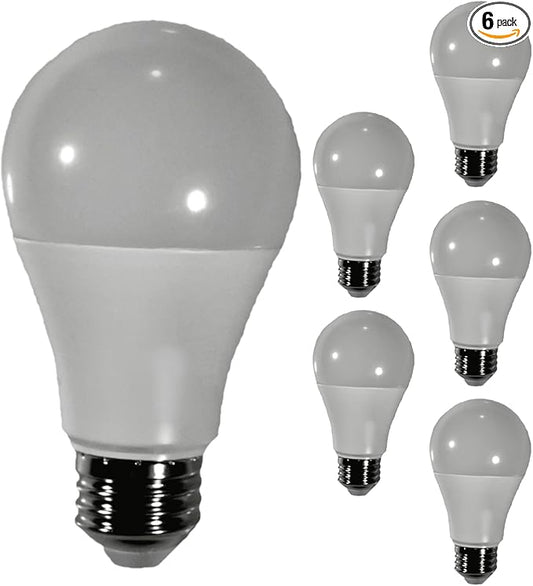 Diodesy- A19 LED Light Bulb 9W 800 Lumens E26 Medium Base 2700K Warm White Non-Dimmable 220° Beam Angle CRI80 120-277VAC Pack of 6- Energy Efficient Standard Bulb for Bedroom Living Room Home