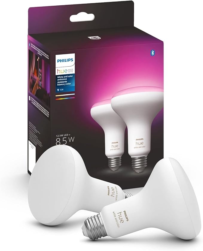 Philips Hue White and Color Ambiance Medium Lumen (75W) Smart Button Starter Kit & White & Color Ambiance BR30 LED Smart Bulbs, 16 Million Colors (Hue Hub Required), 2 Bulbs (578096)