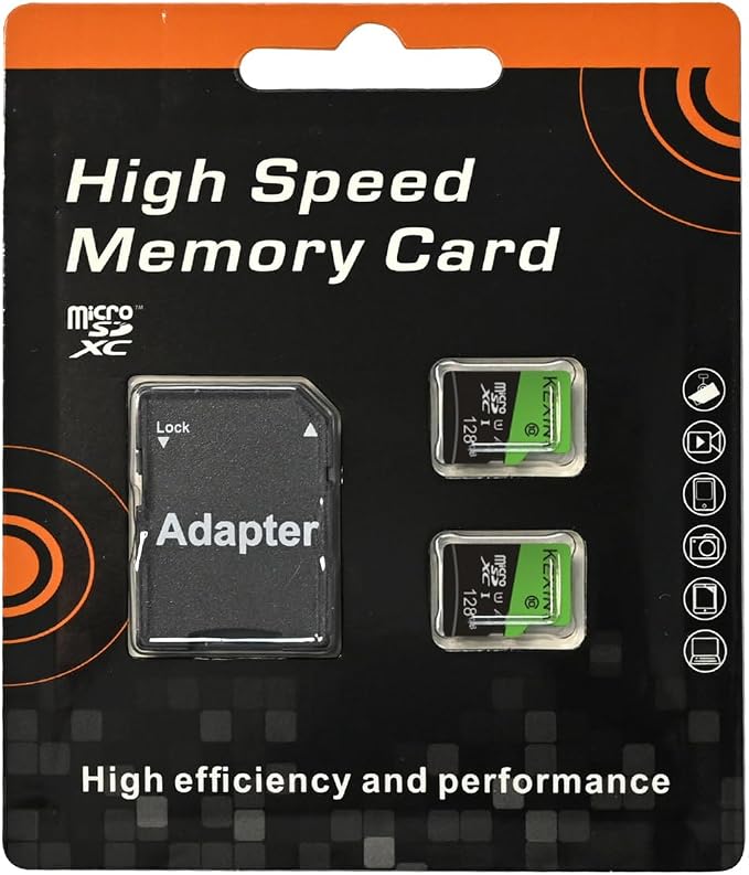 KEXIN 128GB Micro SD Card 2 Pack - High Speed Class 10 Memory Card with SD Adapter - UHS-I, C10, U1 - Ideal for Cameras, Smartphones, and Tablets