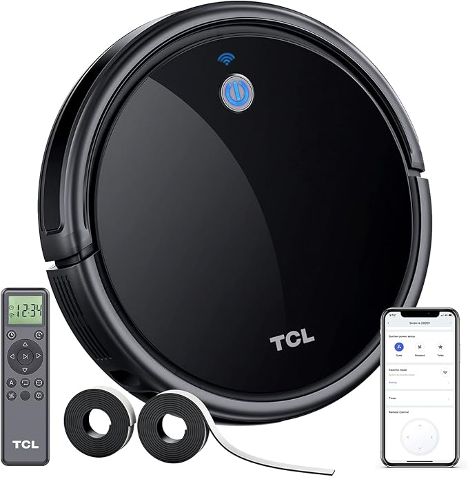 TCL Home Sweeva 6000 Smart Robot Vacuum, Advanced Navigation, UVC Clean Technology, Perfect for Pets and Kids, App & Voice Control, Great for Hard Floors and Carpets with Auto-Boost, Quiet (RV6014B)