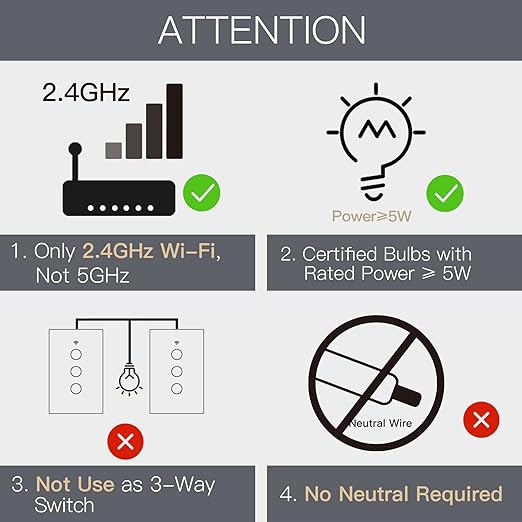 MOES Touch Wall Single Live Wire Smart Switch，No Neutral Wire Needed, 2.4GHz WiFi RF433 Light Switch Works with Smart Life/Tuya App, Alexa and Google Home, Single Pole 110V, Black 3 Gang