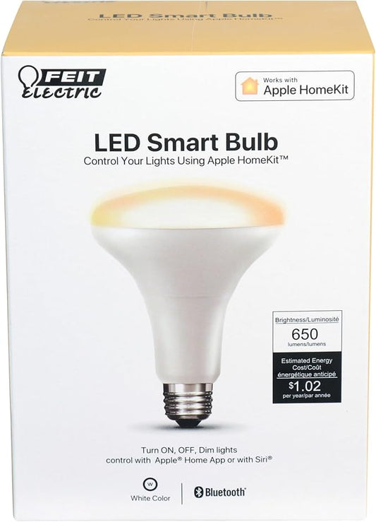 Feit Electric BR30/SW/HK 65W Equivalent BR30 Flood Smart, Works with Apple HomeKit and Siri Voice Control, No Hub Required LED Light Bulb, 5.4" H x 3.8" D, 2700K Soft White
