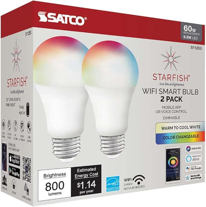 Satco 11253 - 9.5A19/LED/RGB/TW/SF/2PK S11253 Starfish LED Light System