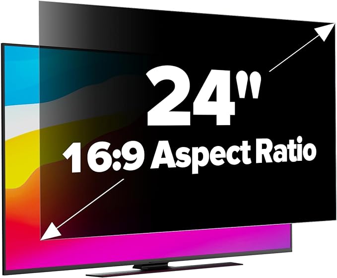 Upgraded HD Computer Privacy Screen 24 inch, Monitor Privacy Screen for 16:9 Widescreen Removable Anti Glare Computer Screen Cover and Blue Light UV-Blocking Screen Privacy Filter