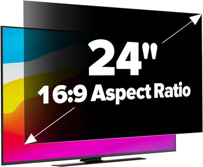 Upgraded HD Computer Privacy Screen 24 inch, Monitor Privacy Screen for 16:9 Widescreen Removable Anti Glare Computer Screen Cover and Blue Light UV-Blocking Screen Privacy Filter