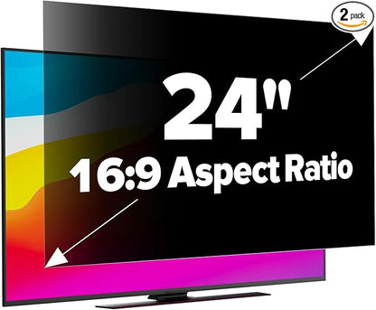 [2-Pack] HD Computer Privacy Screen 24 inch, Upgraded Computer Privacy Screen for 16:9 Widescreen Removable Anti Glare Cover and Blue Light UV-Blocking Filter