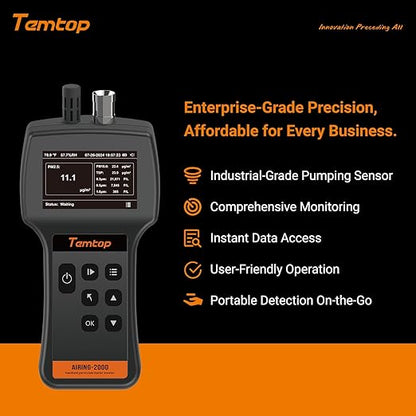 Temtop Handheld Particle Counter 0.3µm, 0.5µm, 1.0µm Particulate Monitor PM2.5, PM10, TSP, Temp & Humidity Detector