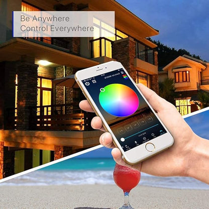 Sumaote WiFi Deck Lights Kit, 10pcs Φ1.38 RGB Half Moon Low Voltage Recessed Deck Lights Smartphone APP Control LED Steps Lighting Waterproof Outdoor Yard Path Stair Landscape Decor, Black