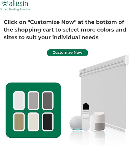 Allesin Motorized Blinds with Remote | Automatic Blackout Roller Shades, Easy Install & Smart Control Electric Blinds for Home Office, Living Room (Custom Size and Color)