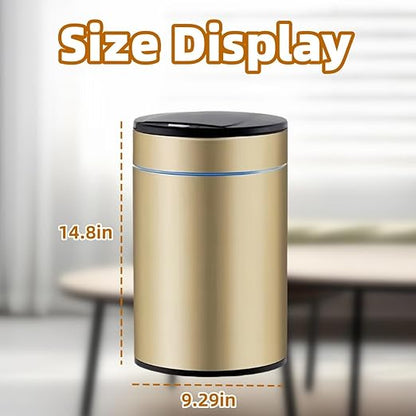 Garbage Can with Lid, Intelligent Sensor Opening and Closing, Small Garbage Can for Living Room, Bedroom, Kitchen and Bathroom (1, Gold)