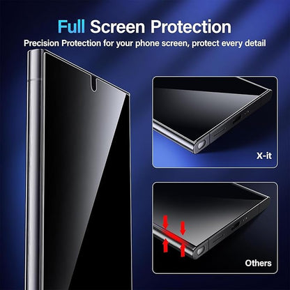 X-it for Samsung Galaxy S23 Ultra/S22 Ultra Screen Protector Privacy [Auto Alignment/Dust Removal],Bubble-Free,[100% Ultrasonic Fingerprint ID] Easy Installation Full Coverage Anti-Spy [Non-Glass] 2 Packs