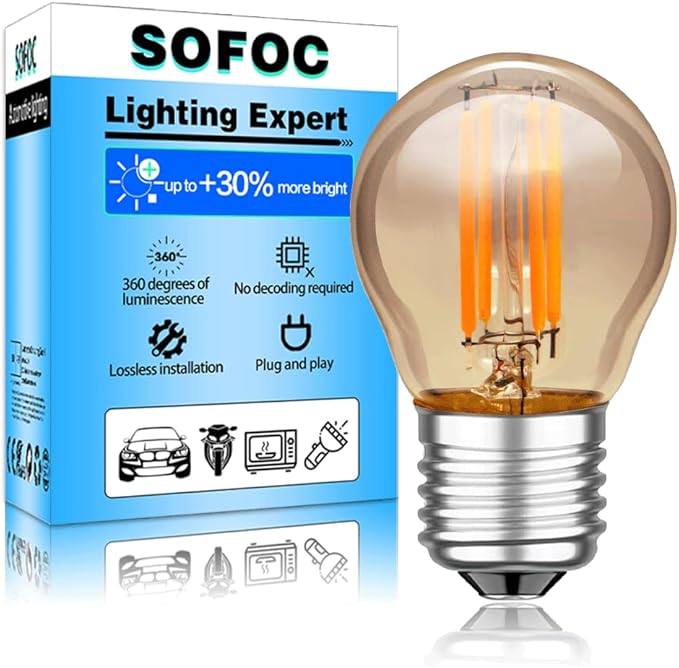 SOFOC G45G LED Bulb 24V DC E27 Base Outdoor Solar Lights Warm Yellow 2200K Classic 4W Low Voltage Light 400LM High Color Rendering Vintage Edison Style Bulb No Dimmable 1Pcs