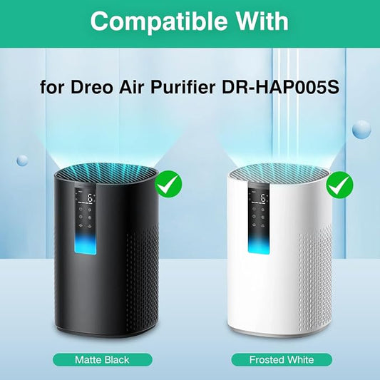2 Pack DR-HAP005S Replacement Filters Compatible with Dreo Air Purifier, True H13 Filter, All-Round Powerful Filtration (Black)