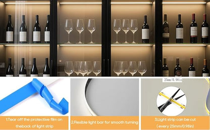 COB LED Strip 6pcs 3.3FT, Self-Adhesive LED Strips, 12V Acoustic Panels Cuttable LED Strip Lights, Touch and Hand Sweep Dimmer Switching, DIY Led Light Kit for Wine Cabinets, Cupboards, Shelves