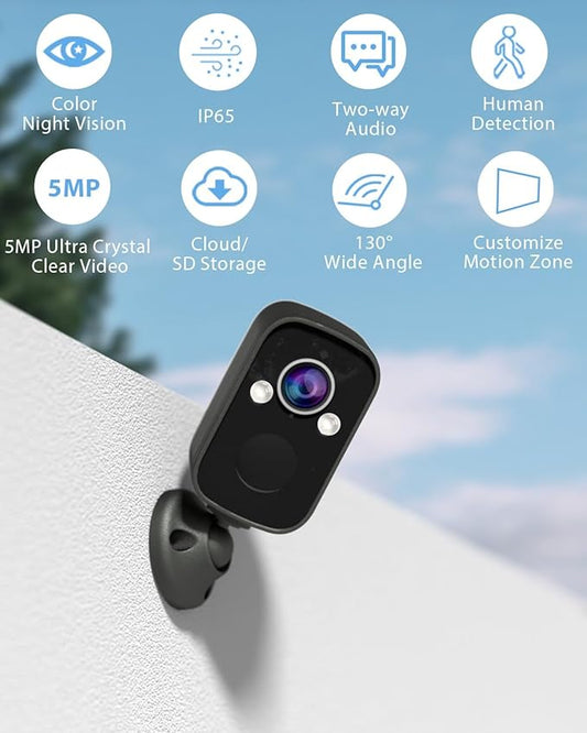 Rraycom 3Pack 2.4G Security Cameras Wireless Outdoor,2K Battery Powered AI Motion Detection Siren Alarm WiFi Home Indoor Camera, Color Night Vision, 2-Way Talk, Waterproof, Works w/Alexa, Cloud/SD
