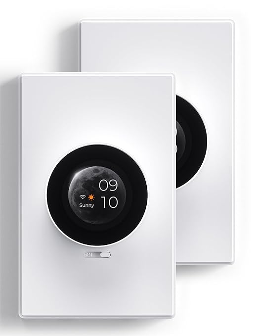 ELEGRP WiFi Smart Rotary Triac Dimmer with 1.8 inch TFT Display Screen, Single Pole, Needs Neutral Wire, 2.4GHz Wi-Fi, Compatible with Alexa and Google Home, No Hub Required, UL Listed, 2 Pack, White