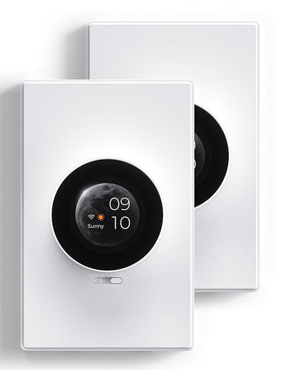 ELEGRP WiFi Smart Rotary Triac Dimmer with 1.8 inch TFT Display Screen, Single Pole, Needs Neutral Wire, 2.4GHz Wi-Fi, Compatible with Alexa and Google Home, No Hub Required, UL Listed, 2 Pack, White