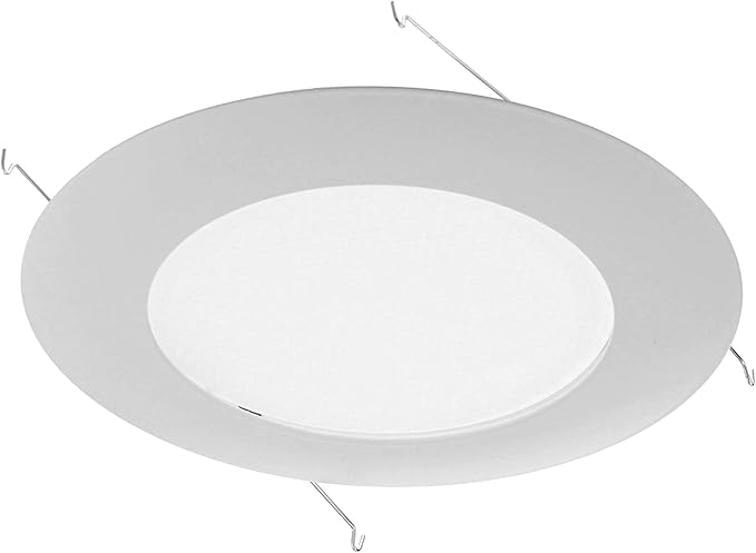 NICOR Lighting 6 inch White Lexan Flat Albalite Shower Trim with Plastic Trim Ring and Albalite Lens (17575)