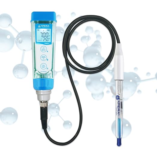 Apera Instruments PH60Z-HF Smart Handheld pH Meter Tester Kit with LabSen 835 ATC pH Electrode for Lab-Grade pH Measurement in Liquids Containing Strong Acid or Hydrofluoric Acid