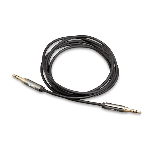 Amazon Basics 3.5mm Male-to-Male Stereo Audio Cable for Speakers, Home Stereos, Car Stereo, Tablets and Smartphones, Gold-Plated Plugs, 4 Foot, Black