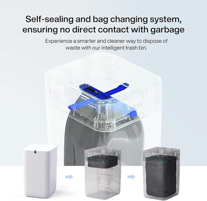 Airdeer Automatic Trash Can, 4 Gallon Self Sealing and Self-Changing Smart Trash Can, Motion Sensor, Touchless Garbage can with lid for Kitchen Bathroom Office, 6 Refill Rings(A1, Golden line)