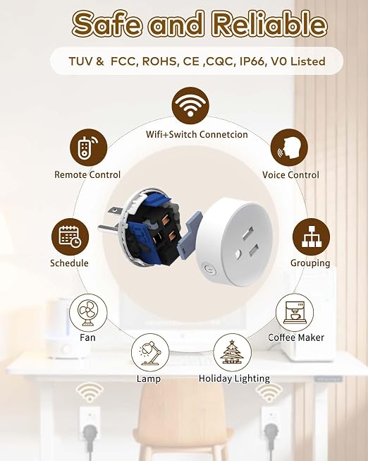 NineLeaf Smart Plug, WiFi Smart Plugs Work with Alexa and Google Home via Tuya, Wireless Outlet Timer with APP Remote Control, 2.4GHz Wi-Fi Only, No Hub Required, TUV FCC Listed (2 outlets+3 switches)