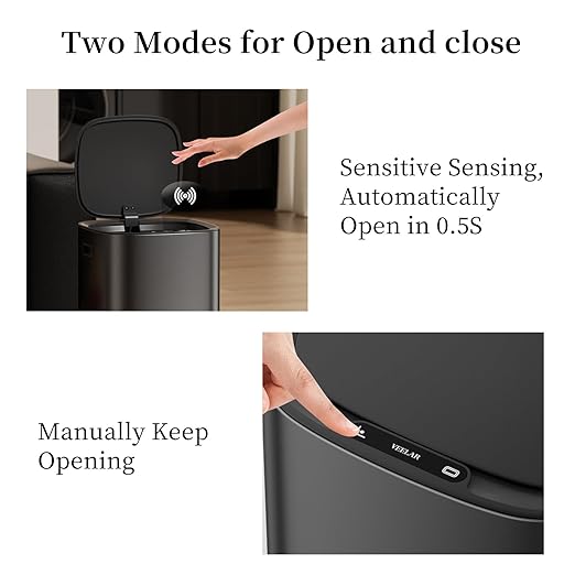 Motion Sensor Trash Can - Automatic Touchless 4 Gallon Garbage Bin for Bathroom, Bedroom, Kitchen, Office (Stainless Steel 4Gal/15L)