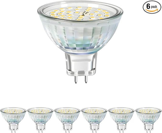 MR16 LED Bulbs 5W, 12V Low Voltage GU5.3 LED Spotlight Bulb, Non-dimmable, 450Lm, 120° Flood Beam Angle, for Landscape, Recessed, Track Lighting, Pack of 6 (4000K)