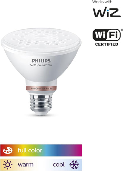 Philips Smart 75W PAR30 Color LED Light Bulb 4 Pack - Connects to Your Wi-Fi - E26 Smart Bulb - Control with Voice or App - Powered by WiZ Connected