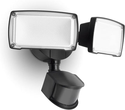 LUTEC 38W 3500 Lumen LED Motion Activated Integrated Dual-Head Floodlight Outdoor with Motion Sensor, 5000K Daylight, Dusk to Dawn, Exterior Security Wall Light for Patio, Garden, Yard(Black)