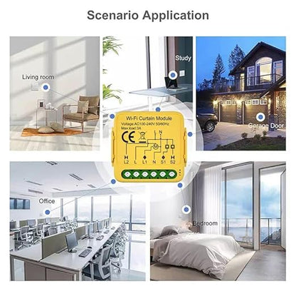 WiFi Smart Garage Door Controller Module, TUYA SMART Life, AC 100-240V, Single Channel with Mounting Kit, CE Certified, Yellow (1ch Curtain WiFi AC)