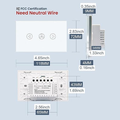 Smart Fan Switch Need Neutral Wire,White