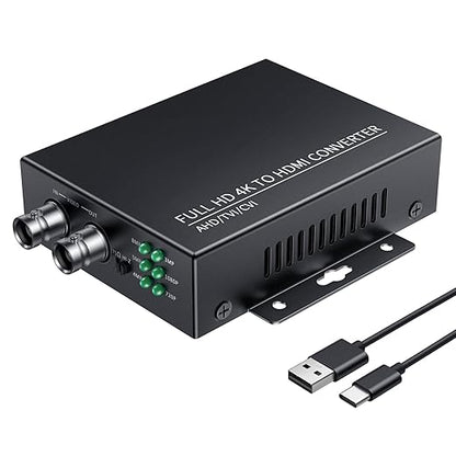 ELECPOW TVI to HDMI Converter, 4K/8MP/1080p BNC to HDMI Adapter for CVBS/TVI/CVI/AHD Security Cameras - Plug & Play with BNC Loop-Out, Auto-Detect Resolutions & Durable Metal Housing