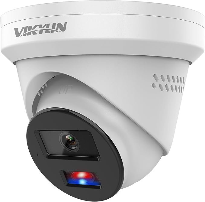 VIKYLIN 4K 8MP PoE IP Camera with Red & Blue Strobe Flash Light and Audio Alarm, Active Deterrent Security Camera with Smart Hybrid Light Color Night Vision, Two-way Audio, 2.8mm Lens Wide Angle, IP67