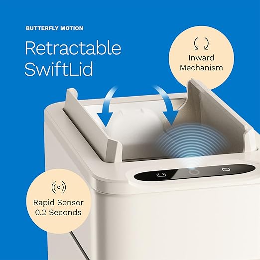 hOmeLabs 2.4 Gallon Touchless Sensor Trash Can, Automatic Retractable Butterfly Lid, Batteries Included, Space-Efficient, Easy Clean, Battery-Powered