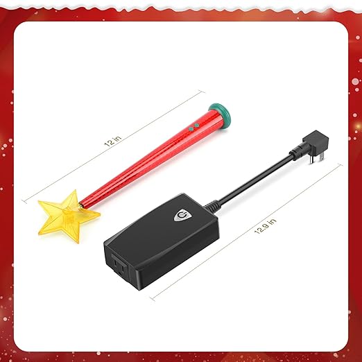 Magical Christmas Wand Remote Control Outlet | Christmas Tree Remote Control | Christmas Tree Decorations | Christmas Tree Ornaments | No Batteries Included | Smart Outlet with 100 Ft Range - Red