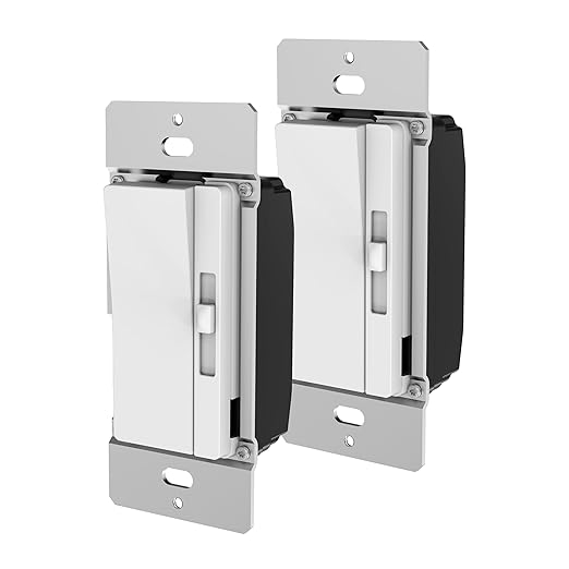 Feit Electric Paddle Dimmer Switch for Dimmable LED Light Bulbs, Single Pole or 3-Way Toggle Light Switch, Overheat Protection, Wall Plates & Installation Hardware Included, 2 Pack