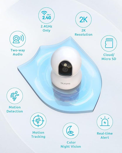 blurams Indoor Cameras for Home Security, 2K Pet Camera with Phone App, 5GHz/2.4GHz Dual-Band, 360° PTZ Indoor Cameras, 2-Way Talk, Motion Tracking, 4Pack
