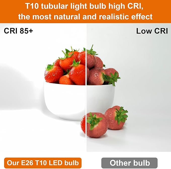 Vinaco 7.3 Inch E26 T10 Tube Bulb Dimmable, 6 Pack T10 Tubular Bulb LED 6W Equal. 60W Warm White 2700k, Clear Glass T10/T30 LED Edison Bulb for Sconce, Floor Lamp, Tall Island Pendant Lamp