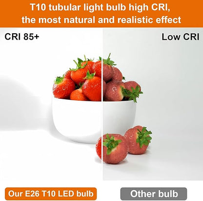 Vinaco 7.3 Inch E26 T10 Tube Bulb Dimmable, 6 Pack T10 Tubular Bulb LED 6W Equal. 60W Warm White 2700k, Clear Glass T10/T30 LED Edison Bulb for Sconce, Floor Lamp, Tall Island Pendant Lamp