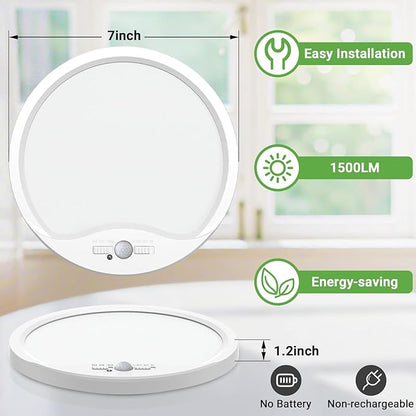 zemty 4Pack 7inch Motion Sensor Ceiling Lights Wired, 15W 1500lm 3CCT/3 Mode/30-120s Timer, Bright White LED Flush Mount Light Fixture Motion Activated for Closet Pantry Hallways Stairwells Garage